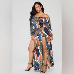 Nwt 3x FASHION NOVA Night Moves Dress - Olive/Navy